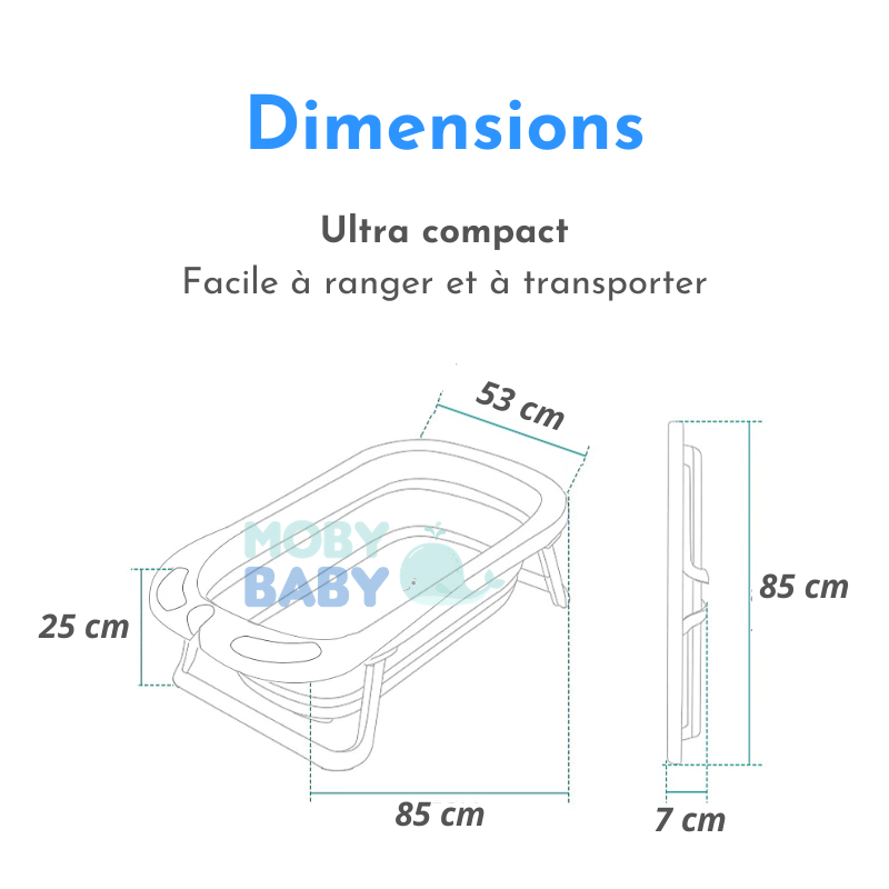 Baignoire bébé avec thermomètre Vert Forest 86 cm - Équipement et
